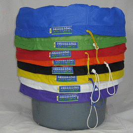 bubble bags stacked on top of each other, multicolored mesh bags