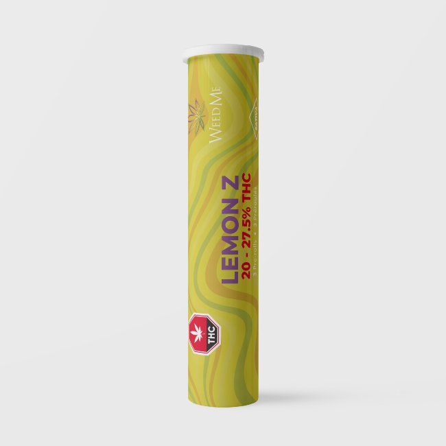 yellow Weed Me tube with Lemon Z pre-rolls